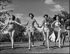 Sophia Loren (third from left) in publicity images from the Miss Italia contest, 1950
