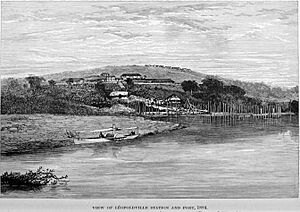 Stanley Founding of Congo Free State 186 View of Leopoldville Station and Port 1884 The Baptist Mission on the summit of Leopold Hill