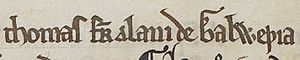 Thomas fitz Roland (British Library MS Cotton Faustina B IX, folio 42r)