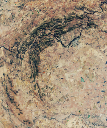 Vredefort Crater, South Africa, OLI satellite image, 27 June 2018 cropped.png