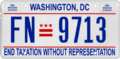 Washington, D.C. license plate, 2017