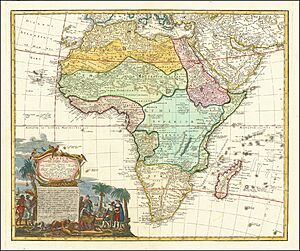 1737 map of Africa by Johann Matthias Hase