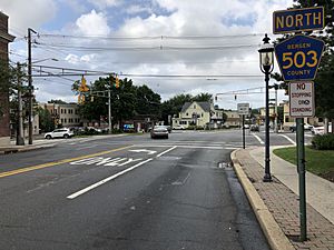 2018-07-22 17 13 26 View north along Bergen County Route 503 (Kinderkamack Road) at Bergen County Route 92 (Park Avenue) in Park Ridge, Bergen County, New Jersey