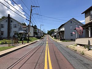 2022-08-08 12 54 29 View southwest along Hudsondale Street at Yeakle Street in Weatherly, Carbon County, Pennsylvania