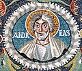 Andrew the Apostle. Detail of the mosaic in the Basilica of San Vitale. Ravena, Italy