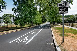 Bike lane on Pleasant Valley Parkway, Providence RI