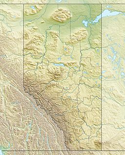 Location of lake in Alberta, Canada