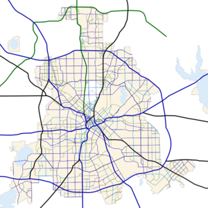 Dallas, Texas road map