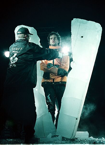 David Merlini frozen in ice