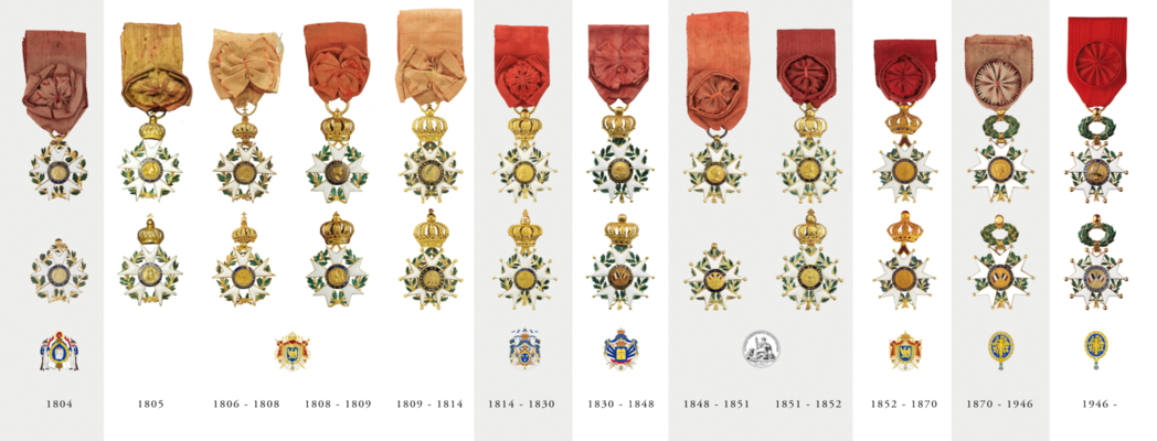 Design of the Legion d’Honneur through the years