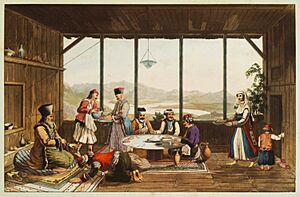 Dinner at Crisso, in the house of the bishop of Salona - Dodwell Edward - 1819