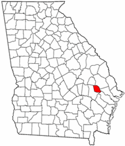 Map of Georgia with Evans County in red