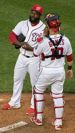 Fernando Rodney with Yan Gomes 2019 Nationals
