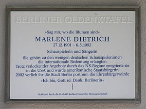 Gedenktafel Marlene Dietrich