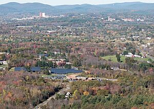Hampshire College viewed from Bare Mountain, October 2017