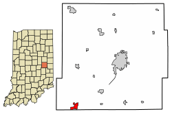 Location of Knightstown in Henry County, Indiana.