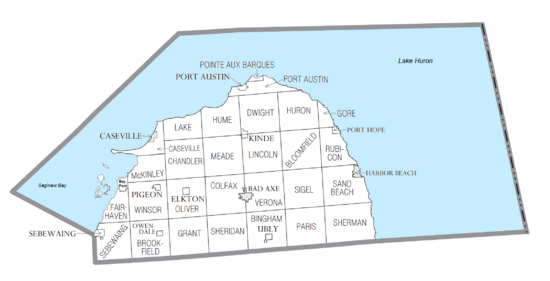 Huron County, MI census map