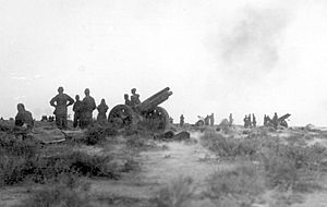Italian artillery firing on Allied positions during the battle