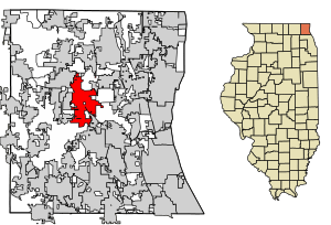 Location in Lake County and the state of Illinois