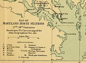 MAP OF MARYLAND JESUIT STATIONS, 17TH-19TH CENTURIES (with St. Inigoes close-up)
