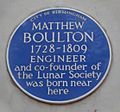 Matthew Boulton Blue Plaque birthplace Birmingham