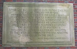 New England's First Fruits plaque, Harvard University - IMG 8969