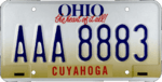 Ohio license plate, 1996–1997 series (Cuyahoga County).png