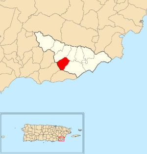 Location of Palo Seco within the municipality of Maunabo shown in red