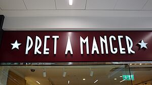 Pret a Manger signage Fulham Broadway tube station
