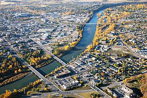 Aerial view of downtown Red Deer