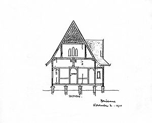 Robin Dods' architectural drawing of St. Andrew's Anglican Church, Toogoolawah