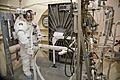 Samantha Cristoforetti in an EMU spacesuit in the 11-foot chamber