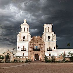 San Xavier del Bac in overcast weather.jpg