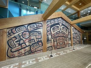 Sealaska Heritage Center, The door to the Clan House with symbols representing each of the three clans