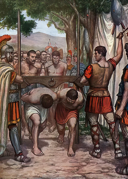 Second Samnite War, Battle of the Caudine Forks in 321 BC, the Roman army of the consuls Tiberius Veturius Calvinus