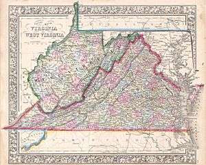 1864 Mitchell Map of Virginia, West Virginia, and Maryland - Geographicus - VAWV-mitchell-1864