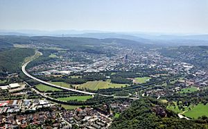 Aerial view at Lörrach from the north