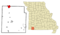Barry County Missouri Incorporated and Unincorporated areas Monett Highlighted