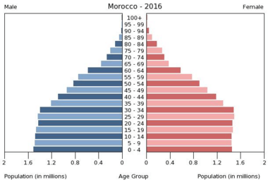 Bevölkerungspyramide Marokko 2016