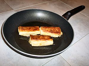 Blintzes in frying pan