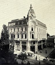 Building at the intersection of Calea Victoriei with Strada Franklin, Bucharest, circa 1900, by Leonida Negrescu