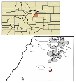 Location of Larkspur in Douglas County, Colorado.
