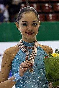 Evgenia Medvedeva at the Junior World Championships 2014 - Awarding ceremony 01