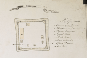 Fort Gaspereau by John Brewse (inset of A map of the surveyed parts of Nova Scotia, 1756)