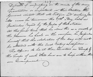 George Washington's General Order of March 16, 1780, granting Saint Patrick's Day as a holiday to the troops, page 2
