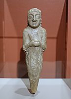 Goddess Shul-utul, foundation peg, 'Ur-Nanshe, King of Lagash, son of Gunidu, built the shrine Girsu', probably Girsu, Tell Telloh, Iraq, mid 3rd millenium BC - Harvard Semitic Museum - Cambridge, MA - DSC06074