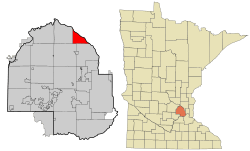 Location of the city of Champlinwithin Hennepin County, Minnesota