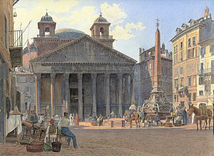 Jakob Alt - Das Pantheon und die Piazza della Rotonda in Rom - 1836