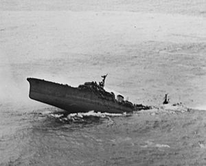 Japanese cruiser Kashii sinking in the South China Sea on 12 January 1945 (80-G-300684)
