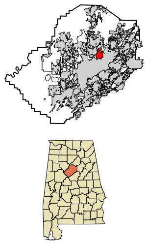 Location of Tarrant in Jefferson County, Alabama.